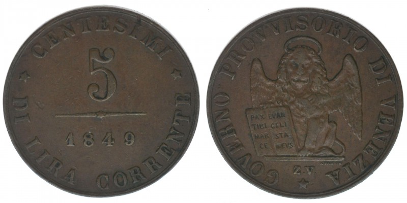 KAISERTUM ÖSTERREICH Revolution 1848/49 Venedig

5 Centesimi 1849
4,97 Gramm, ss...