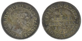 PREUSSEN Friedrich Wilhelm III. 1797-1840
1/2 Silbergroschen 1827 A
AKS 30 1,08 Gramm -vz