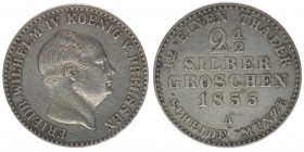 PREUSSEN Friedrich Wilhelm IV. 1840-1861
2 1/2 Silbergroschen 1855 A
AKS 84, 3,20 Gramm ss/vz