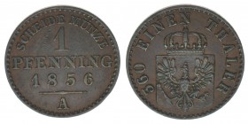 PREUSSEN Friedrich Wilhelm IV. 1840-1861
1 Pfennig 1856 A
AKS 92 1,42 Gramm ss/vz