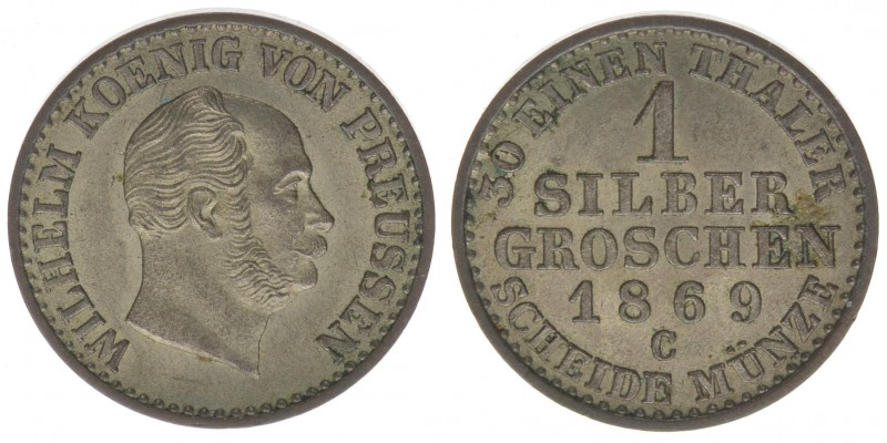 PREUSSEN Wilhelm I. 1861-1888
1 Silbergroschen 1869 C
AKS 103 2,22 Fgramm vz+