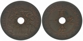 Französisch-Indochina

1 Cent 1896
Kupfer, 7,63 Gramm, ss/vz