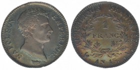 Frankreich Erstes Kaiserreich
1 Franc an 13 Bonaparte
Kahnt/Schön 11, 4,98 Gramm, -vz