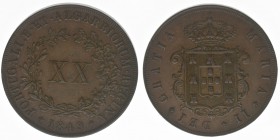 Portugal Maria II. da Gloria
XX Reis 1849 
Kahnt/Schön 65, Kupfer, 25.46 Gramm, vz+