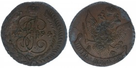 Rußland Katharina II.
5 Kopeken 1794 AM
Kupfer, 48,82 Gramm, vz