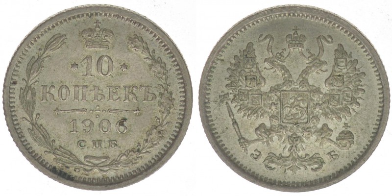 Russland Nikolaus II.
10 Kopeken 1906
1,83 Gramm, -vz