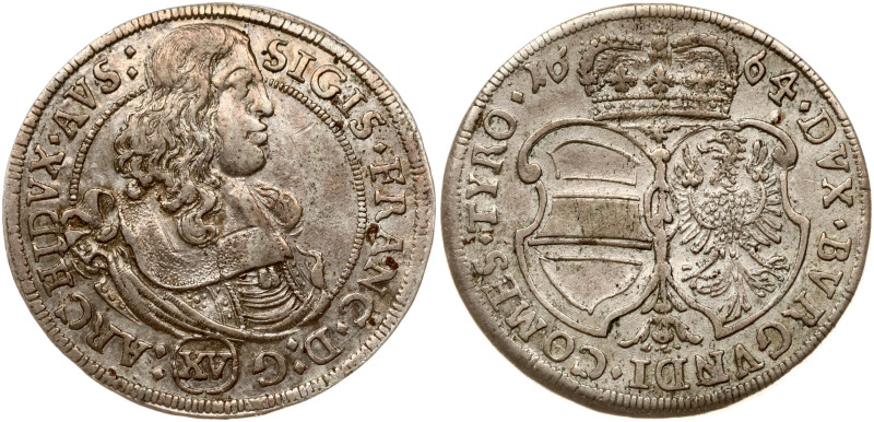 Austria, Tyrol. Sigismund Franz (1663-1665). 15 Kreuzer 1664, Hall. Silver 6.15 ...