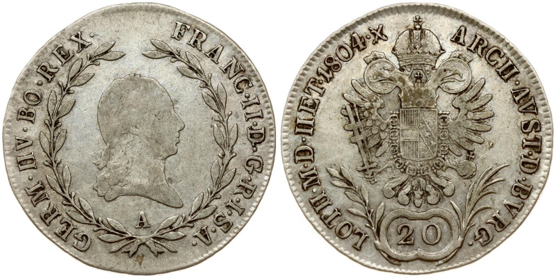 Holy Roman Empire. Franz II (1792-1835). 20 Kreuzer 1804 A. Silver 6.56 g. KM 21...