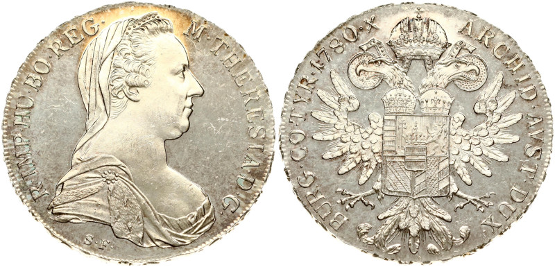 Austria Taler 1780 SF dated Modern Restrike. Silver 28.06 g. KM-T1; Y-55; G-2