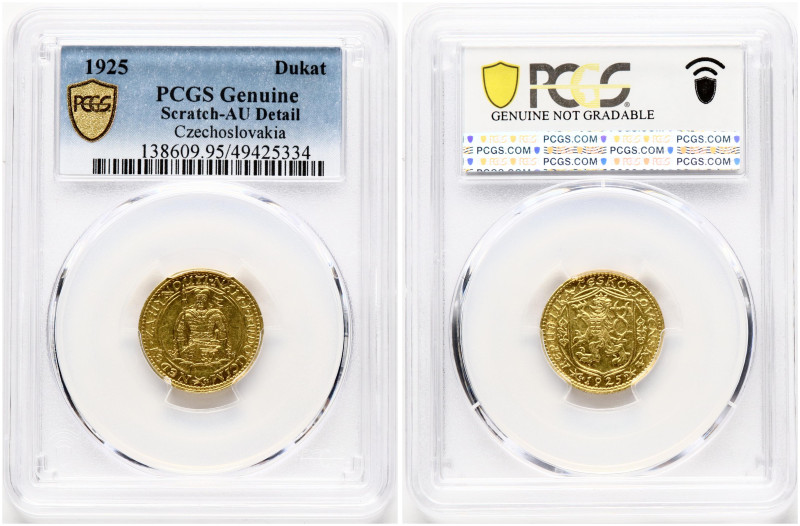 Czechoslovakia. Ducat 1925. Gold. KM 8, Fr 2. PCGS AU Detail.