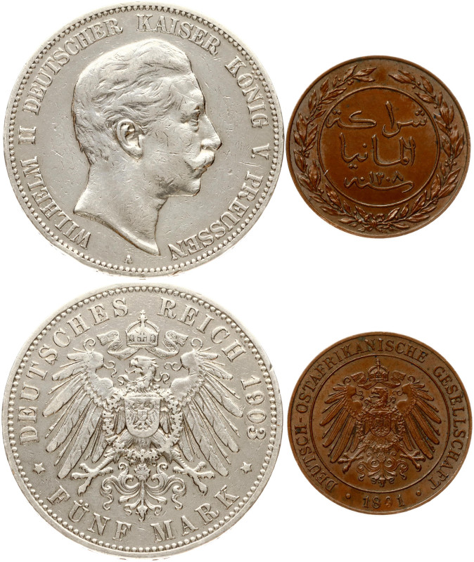 Germany, German East Africa, Prussia. Wilhelm II (1888-1918). Pesa 1308 (1891) &...