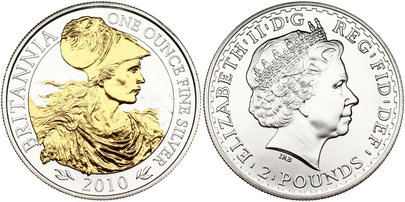 Great Britain. Elizabeth II (1952-2022). 2 Pounds 2010, gold platting. Silver .9...