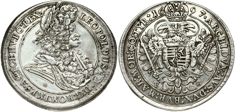 Holy Roman Empire, Hungary. Leopold I (1657-1705). Taler 1697 KB, Kremnitz. Silv...