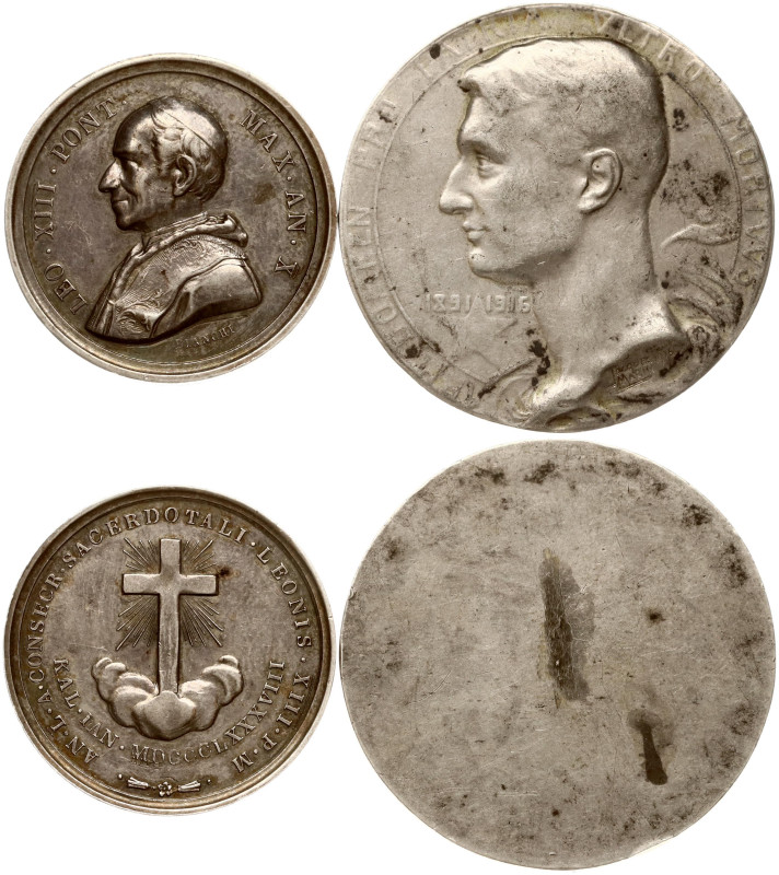 Italy, Vatican City. Medals Leo XIII 1888 & Belgium, Arm. Domken Died For His Co...