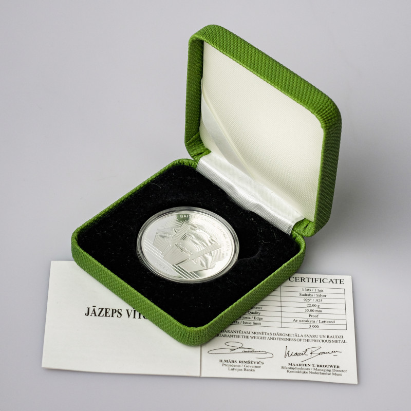 Latvia. 1 Lats 2013, 150th Anniversary of Jazeps Vitols. Silver .925, 22 g. KM 1...