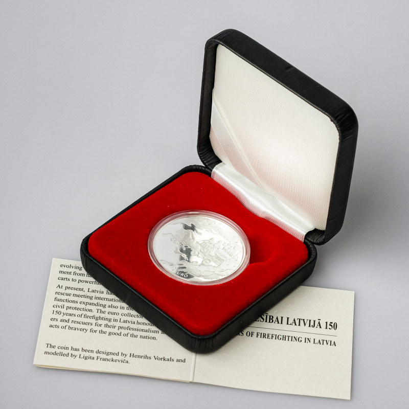 Latvia. 5 Euro 2015, 150 years of firefighting in Latvia. Silver .925, 21.99 g. ...