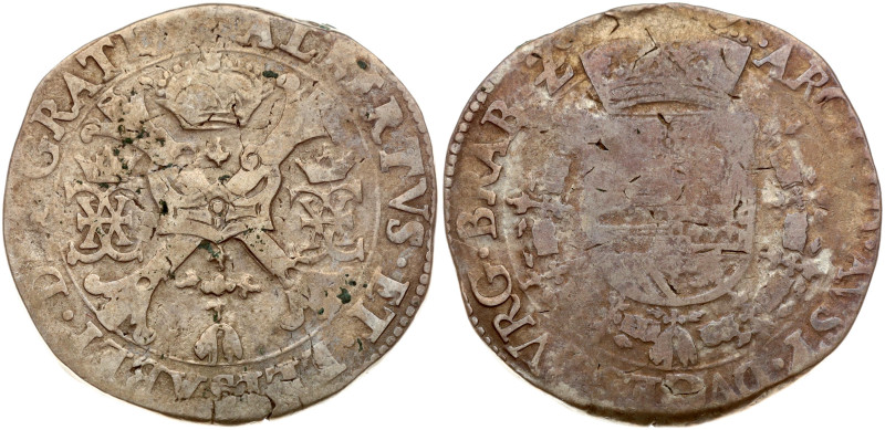 Spanish Netherlands, Brabant. Albert & Isabella(1598-1621). Patagon ND. Silver 2...