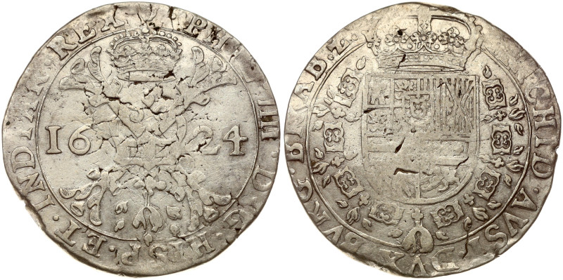 Spanish Netherlands, Brabant. Philip IV (1621-1665). Patagon 1624, Antwerp. Silv...