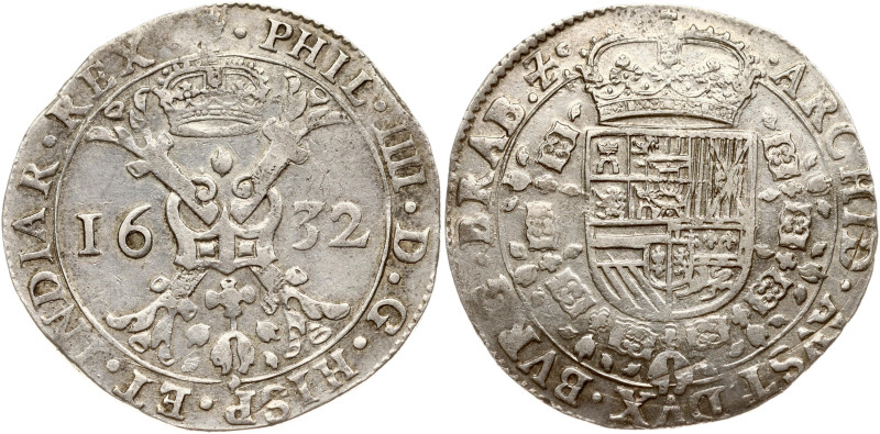 Spanish Netherlands, Brabant. Philip IV (1621-1665). Patagon 1632, Antwerp. Silv...