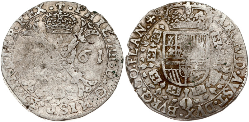 Spanish Netherlands, Flanders. Philip IV (1621-1665). Patagon 1661. Silver 27.75...