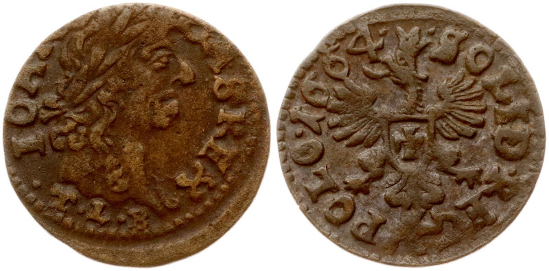 Poland. Jan II Kazimierz Waza (1649–1668). Szelag 1664, TLB. Copper 0.87 g. Kop....