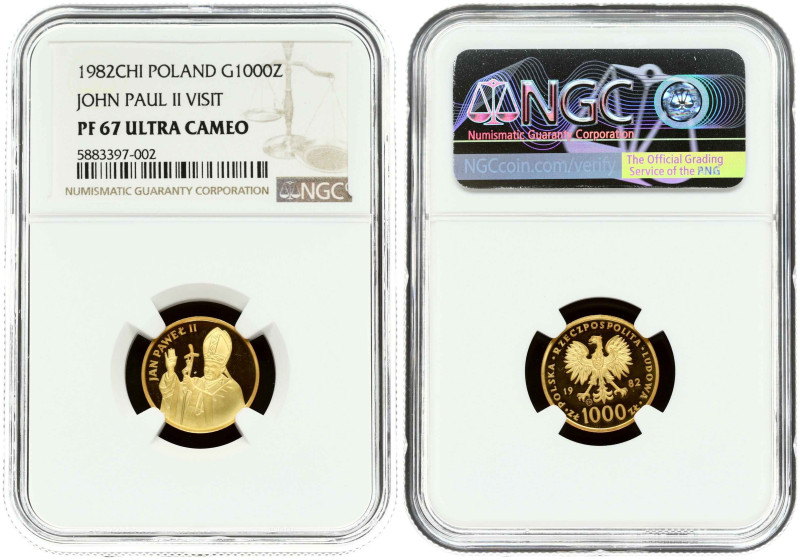 Poland. 1000 Zlotych 1982 Jan Pawel II. Minted in Switzerland. Gold 3.40 g. Parc...