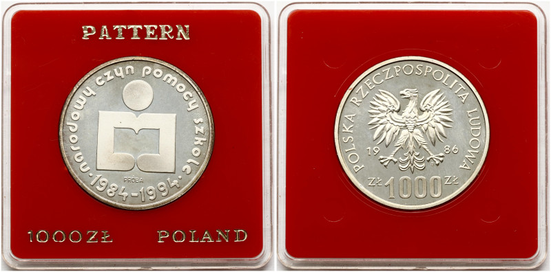 Poland. 1000 Zlotych 1986 MW, National Schools Aid Action, Proba, Trial Strike. ...