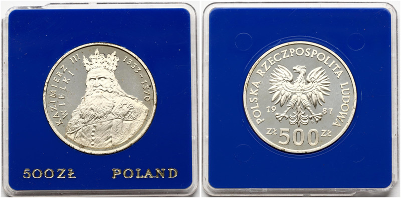 Poland. 500 Zlotych 1987 MW, King Kazimierz III the Great. Silver .750, 16.5 g. ...