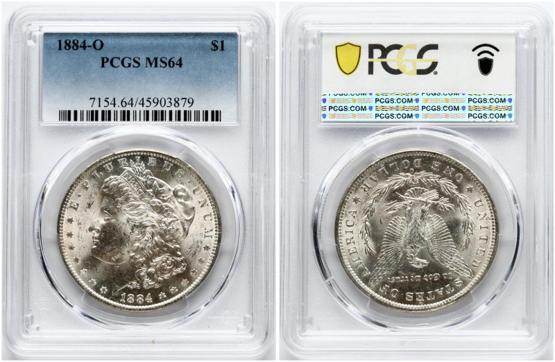 USA. Morgan Dollar 1884 O, New Orleans. Silver. KM 110. PCGS MS 64.