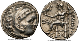 MACEDONIAN KINGDOM. Alexander III the Great (336-323 BC). AR drachm (18mm, 11h). NGC Choice VF. Posthumous issue, Colophon, 319-310 BC. Head of Heracl...