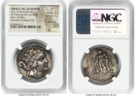 THRACIAN ISLANDS. Thasos. Ca. 2nd-1st centuries BC. AR tetradrachm (33mm 16.45 gm, 12h). NGC Fine 5/5 - 1/5, ex-mount, bent, graffito. Ca. 148-90/80 B...