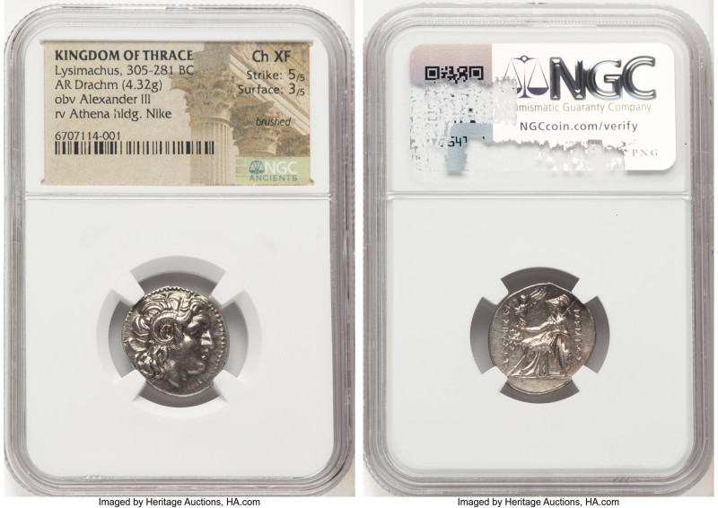 THRACIAN KINGDOM. Lysimachus (305-281 BC). AR drachm (19mm, 4.32 gm, 12h). NGC C...