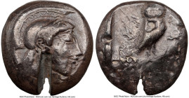 ATTICA. Athens. Ca. 510/500-480 BC. AR light-weight specimen tetradrachm (22mm, 16.62 gm, 11h). NGC Choice Fine 4/5 - 1/5, test cut, flan flaw, light ...