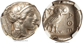 ATTICA. Athens. Ca. 455-440 BC. AR tetradrachm (24mm, 17.14 gm, 3h). NGC Choice AU 5/5 - 4/5, Fine Style. Early transitional issue. Head of Athena rig...