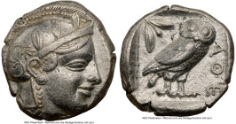 ATTICA. Athens. Ca. 455-440 BC. AR tetradrachm (24mm, 17.20 gm, 10h). NGC XF 5/5 - 3/5, marks. Early transitional issue. Head of Athena right, wearing...