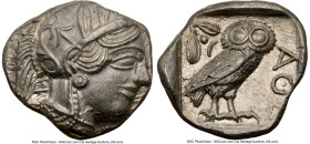 ATTICA. Athens. Ca. 440-404 BC. AR tetradrachm (24mm, 17.22 gm, 1h). NGC MS 4/5 - 5/5. Mid-mass coinage issue. Head of Athena right, wearing earring, ...