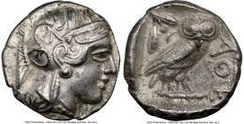 ATTICA. Athens. Ca. 440-404 BC. AR tetradrachm (24mm, 16.72 gm, 8h). NGC Choice XF 5/5 - 2/5. Mid-mass coinage issue. Head of Athena right, wearing ea...