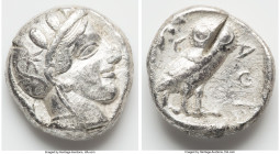 ATTICA. Athens. Ca. 440-404 BC. AR tetradrachm (23mm, 16.65 gm, 7h). Choice Fine, test cut. Mid-mass coinage issue. Head of Athena right, wearing earr...