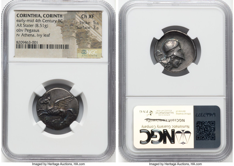 CORINTHIA. Corinth. Ca. 400-380 BC. AR stater (22mm, 8.51 gm, 7h). NGC Choice XF...