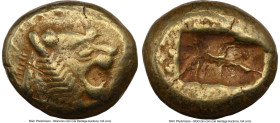 LYDIAN KINGDOM. Alyattes or Walwet (ca. 610-546 BC). EL third-stater or trite (13mm, 4.72 gm). NGC Choice VF 5/5 - 3/5, scratch. Lydo-Milesian standar...