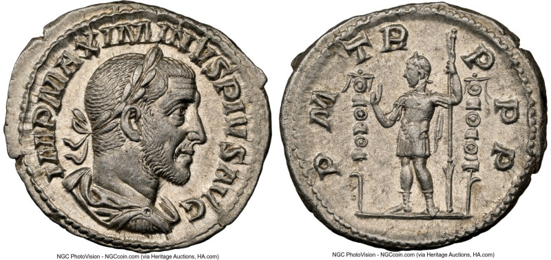 Maximinus I (AD 235-238). AR denarius (20mm, 3.04 gm, 12h). NGC AU 5/5 - 4/5. Ro...