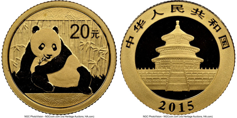 People's Republic gold Panda 20 Yuan 2015 MS69 NGC, KM-Unl. HID09801242017 © 202...