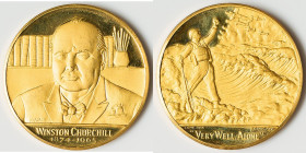 Elizabeth II gold Proof "Winston Churchill Memorial" Medal 1965-Dated, 38.3mm. 47.7gm. (22k) By Frank Kovaks. Spink & Son, London. His bust facing sli...