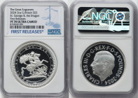 Charles III silver Proof "St. George & the Dragon" 5 Pounds (2 oz) 2024 PR70 Ultra Cameo NGC, Mintage: 3,060. Great Engravers series. Celebrating Bene...