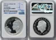 Charles III silver Proof "Britannia" 5 Pounds (2 oz) 2024 PR69 Ultra Cameo NGC, Mintage: 1,256. First Releases. HID09801242017 © 2024 Heritage Auction...