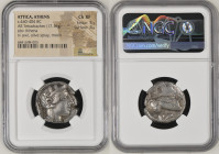 古代 ギリシア 紀元前440-404年頃 アッティカ アテネ AR テトラドラクマ銀貨 NGC Ch XF Strike: 5/5 Surface: 4/5 (6841698-005), GCV# 2526, HGC 4# 1597, SNG Copenhagen# 31, Silver, 17.1...