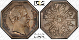 1845-1860年 フランス ナポレオン3世 代用銀貨 PCGS MS64 (32289627), Gailhouste# 822, Silver 95.0%, 12.00g, 30.0mm, 1829年に設立されたフランスで最初の火災保険会社コンパニ・ドゥ・ソレイユのトークン(代用貨幣)です。当...