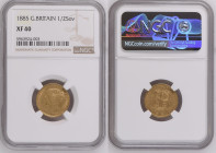 1885年 イギリス ヤングヴィクトリア ハーフソヴリン金貨 NGC XF40 (5963924-003), KM#735, Sp#3859-61, Gold 91.6%, 3.99g, 19.3mm,

ヴィクトリア女王のヤングヘッドが刻まれたハーフソヴリン金貨です。横顔の可愛らしさがハーフソ...