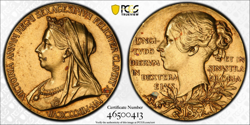 1897年 イギリス ヴィクトリア女王 ヴェールヘッド ヤングヘッド 金メダル PCGS SP61 (46500413) 箱破損, Eimer-1817b, 1...
