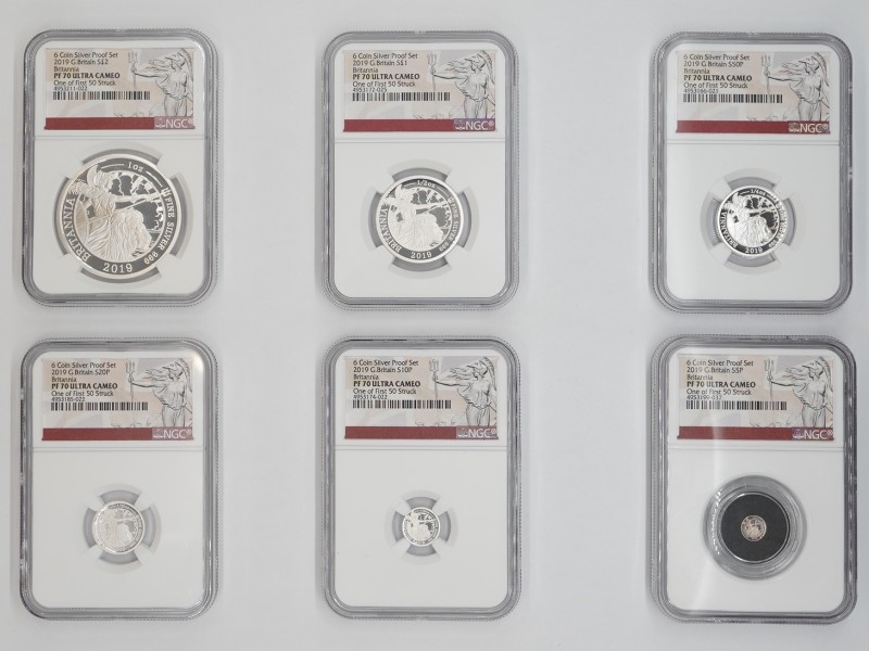 【6枚セット】2019年 イギリス ブリタニア プルーフ銀貨6枚セット One of First 50 Struck すべてNGC PF70 Ultra Cam...